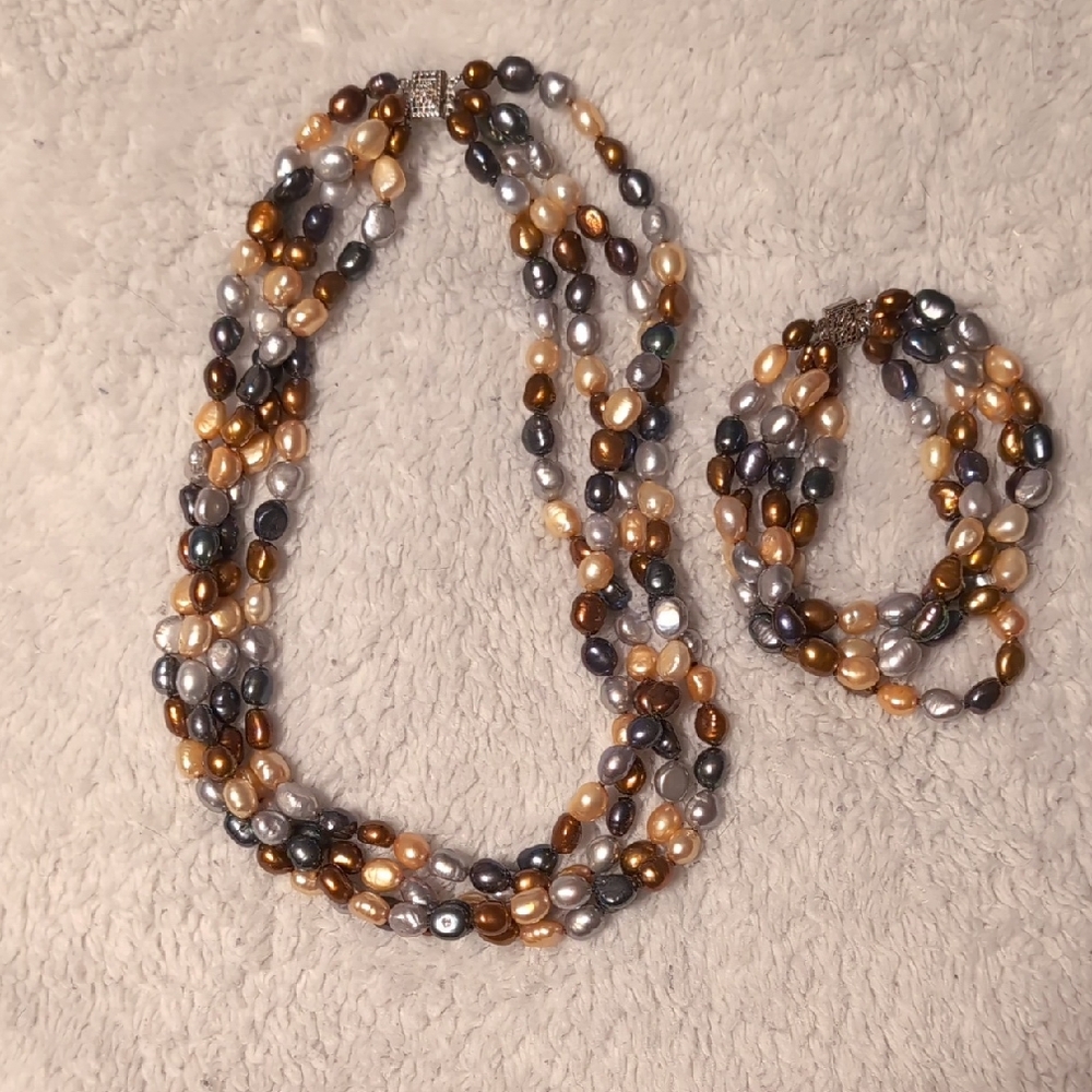 Freshwater Pearl Necklace And Bracelet